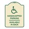 Signmission Handicapped Parking Available in Back W/ Graphic Heavy-Gauge Aluminum Sign, 24" x 18", TG-1824-23911 A-DES-TG-1824-23911 - alternate 1